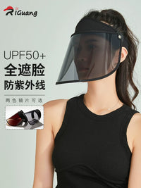 Women's UV Protection Sun Visor with Face Mask for Cycling and Driving