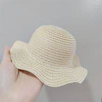 Cute Wavy Brim Mini Straw Hat for Dolls & Small Pets, Decorative Doll Accessories
