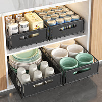 Foldable Under-Sink Kitchen Storage Rack Double-Layer Pull-Out Organizer for Spices and Seasonings