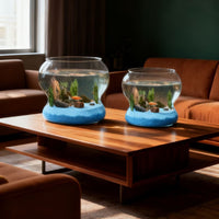 Desktop Micro-Landscape Plastic Fish Tank for Goldfish, Betta, and Turtles