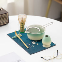 Japanese Matcha Tea Ceremony Set with Bowl, Whisk, Scoop, and Cloth