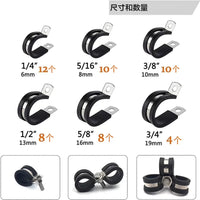 52-Piece 304 Stainless Steel Rubber Lined R-Type Hose Clamp Assortment Kit