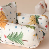 Dollhouse Miniature Christmas Fabric Sofa BJD Photography Prop Dollhouse Furniture Ornament Model