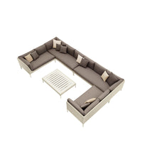 Outdoor Rattan Wicker Sofa Set with Chaise Lounge for Patio Balcony Garden