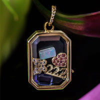 Vintage 18K Gold Plated Locket Pendant Necklace, Openable DIY Hollow Transparent Box Design