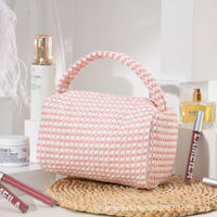 Pineapple Pattern Flannel Cosmetic Bag Large Capacity Travel Portable Wash Bag