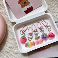 Rainbow Fruit Keychain for Girls, Cute Strawberry Pendant, Sweet Gift Ornament