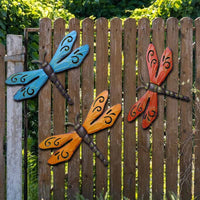 Outdoor Vintage Iron Dragonfly Wall Decor for Garden Patio Balcony Kids Room
