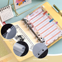 A6 Macaron PU Leather 6-Ring Binder with Zipper Envelopes for Cash Budgeting and Planning