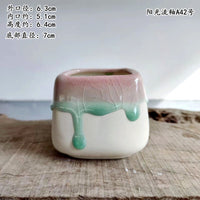 Ceramic Succulent Planter with Ice Crack Glaze - Minimalist White Base for Small Green Plants