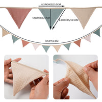 Kids Double-Layer Cotton Crepe Solid Color Triangle Flag Banner for Birthday Parties, Kindergarten, Home, and Camping Decor