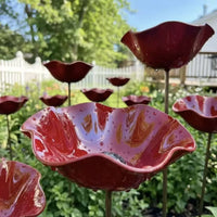 Handmade Metal Flower Garden Stake Bird Feeder