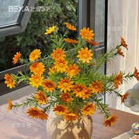Artificial Chamomile Daisy Flower Bouquet with Ceramic Vase for Home Decor