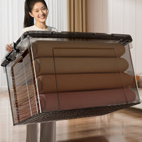 Transparent Storage Bins with Handles for Clothes, Books, Snacks and Home Organization