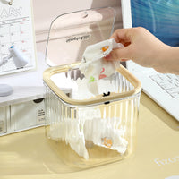 Multifunctional Desktop Press-Type Trash Can with Transparent Cosmetic Storage