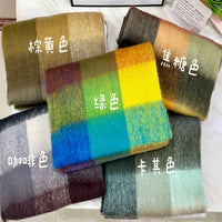 AC Warm Rainbow Plaid Mohair Scarf for Autumn/Winter