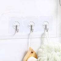 Heavy Duty Adhesive Wall Hooks for Hanging, Transparent, Punch-Free