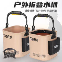 Foldable Fishing Bucket with Rope and Optional Net, Portable Live Fish Container for Outdoor Angling
