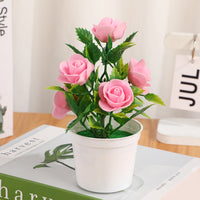 Artificial Rose Potted Plant Creative Decorative Home Greenery Indoor Outdoor Landscape Fake Flower Ornament
