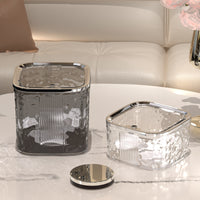 Mini Desktop Trash Can with Glacier Pattern Press-Type Lid for Office Bedroom Countertop
