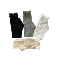 Ballet Style Bubble Cuff Footed Socks for Women, Thin Vertical Stripe Sheer Calf Socks
