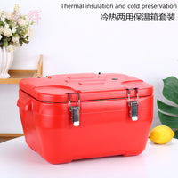 Portable Insulated Cooler Box Set for Commercial Use, Outdoor Camping, and Car Travel - Hot and Cold Food Preservation
