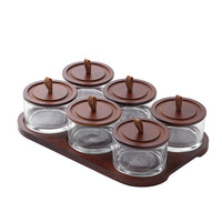 Wooden Snack Tray with Glass Jar, Divided Dried Fruit Platter, Candy Dish, Living Room Wooden Fruit Plate