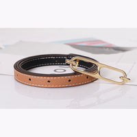 Women's Reversible Genuine Leather Dress Belt with Gold Buckle