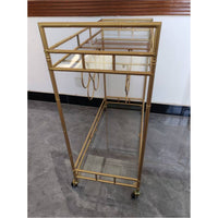 Nordic Style Metal Rolling Bar Cart with Wheels, Multi-functional Storage Trolley for Home and Hotel
