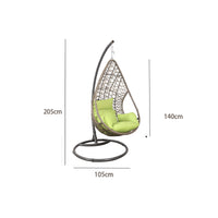 Nordic Style Metal Frame Rattan Hanging Chair for Indoor Outdoor Balcony