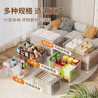 Desktop Storage Box with Lid, Transparent Plastic Snack Toy Organizer, Rectangular Storage Basket for Home