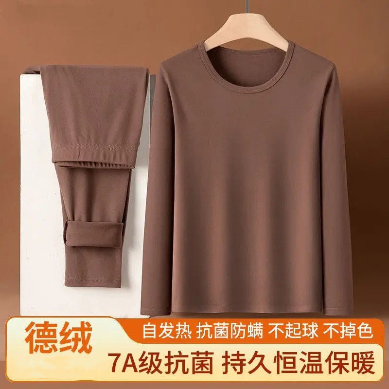 Men's Thermal Underwear Set, Fleece Lined, Crew Neck, Long Sleeve Top & Bottoms