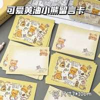 Cute Butter Bear Message Cards - 20-Pack Mini Postcards for Birthdays & Festivals