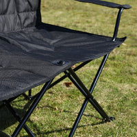 Outdoor Portable Folding Double Beach Chair with Armrests, Aluminum Alloy Frame for Camping & Travel