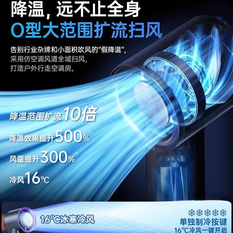 Handheld Portable Cooling Fan with Semiconductor Refrigeration and Neckband