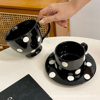 Vintage Ceramic Coffee Mug and Saucer Set for Home Use, High-Value Couple's Breakfast Cup