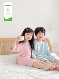 Kids' Summer High-Waist Air-Conditioning Suit Short Sleeve Pajama Set for Boys and Girls