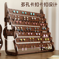 Wooden Jewelry Display Stand with Storage Box for Earrings, Necklaces, and Bracelets