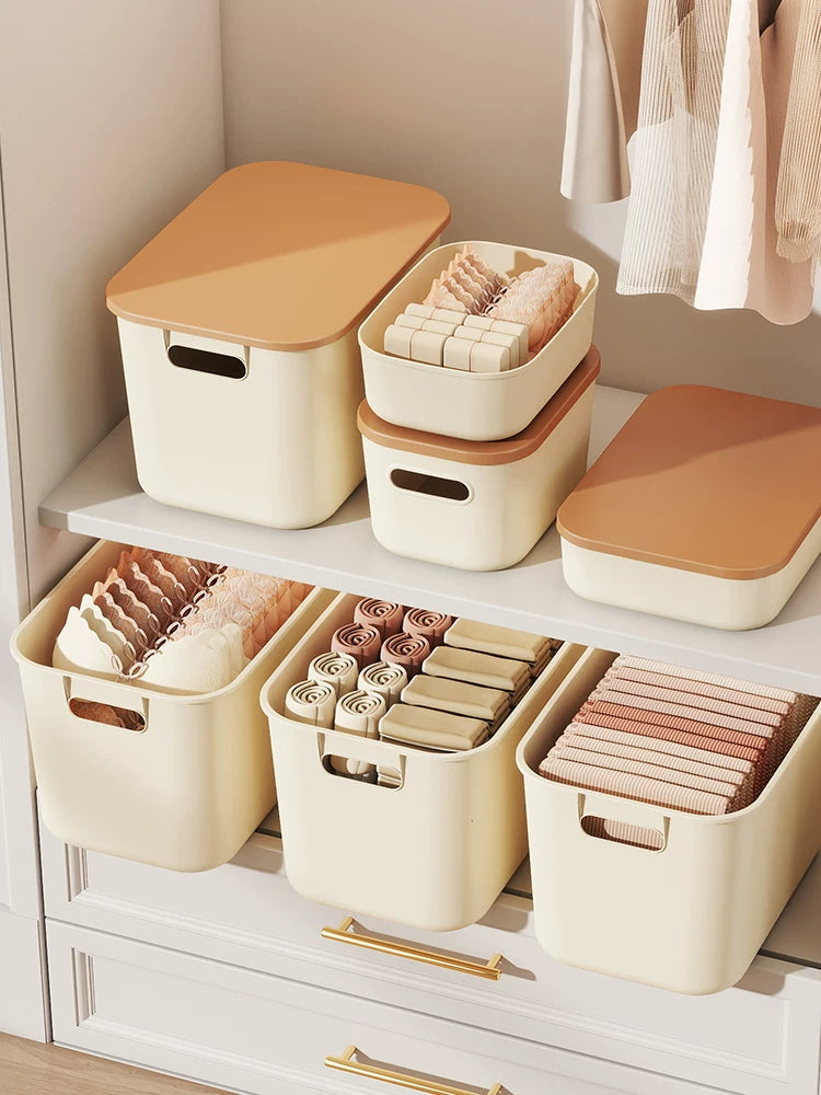 Lidded Storage Bins for Desk Organization, Thickened Household Storage Boxes for Snacks, Toys, and Cosmetics