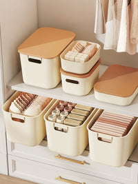Lidded Storage Bins for Desk Organization, Thickened Household Storage Boxes for Snacks, Toys, and Cosmetics