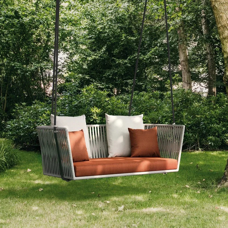 Outdoor Indoor Rattan Woven Hanging Swing Chair with Stand, Patio Garden Balcony Lounge Sofa