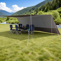 Outdoor Camping Tarp Shelter Sunshade with Poles, Thickened Oxford Cloth, UV Protection, Waterproof, Portable