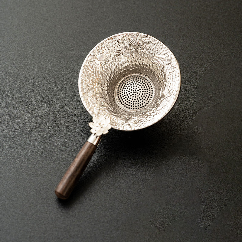 Fish Play Lotus Pond Tea Infuser Set with Wooden Handle and Gongdao Cup