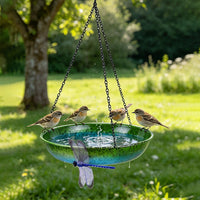 Hanging Iron Bird Feeder & Bath for Garden & Patio