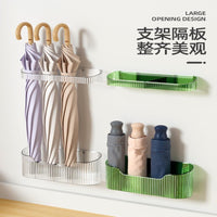 Wall-Mounted Umbrella Storage Rack with Drip Tray for Long and Folding Umbrellas