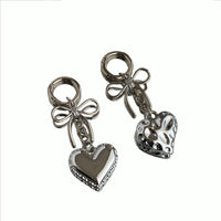 INS Alloy Heart Pendant Keychain with Bowknot for Bags and Phones