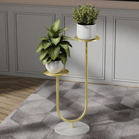 Multi-Tiered Metal Plant Stand with Slate Shelves for Indoor Balcony Decor
