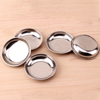 Stainless Steel Mini Round Sauce Dish Flat Bottom Dipping Plate Seasoning Tray