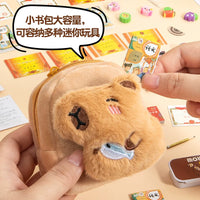 Miniature Textbook Simulation Play Set with Plush Backpack for Kids