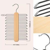 Premium Wooden Tie and Belt Hanger with Multiple Hooks, Space-Saving Design